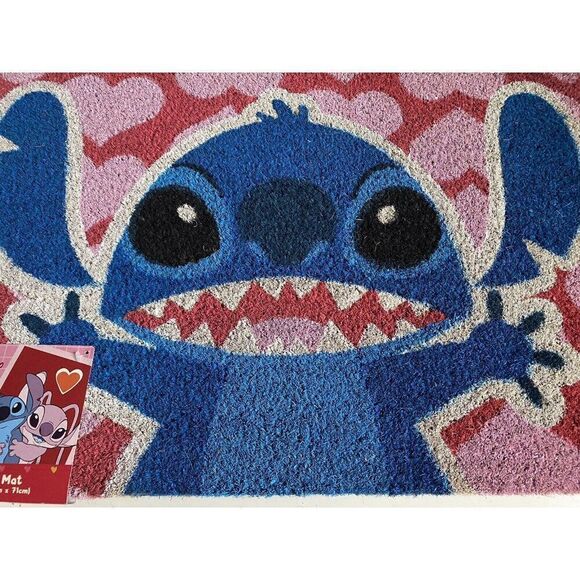 Disney Stitch Hearts Love Valentines Doormat Mat Coir Outdoor 18" x 30" NEW - Picture 7 of 10